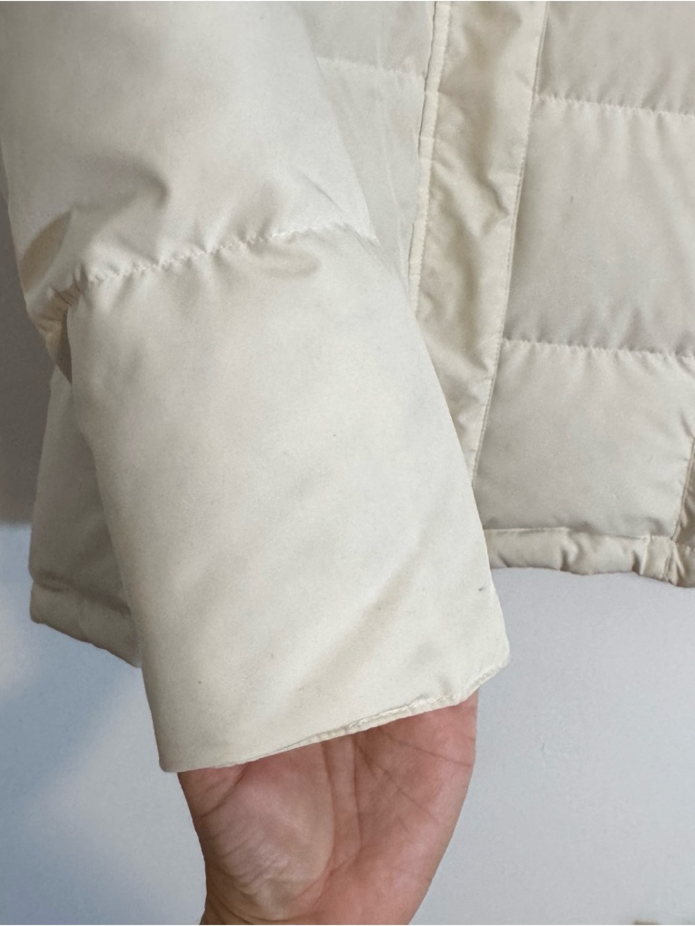 L.L.Bean Cream Down Puffer Jacket Women’s Small Quilted Coat Full Zip Gorpcore - Picture 4 of 11